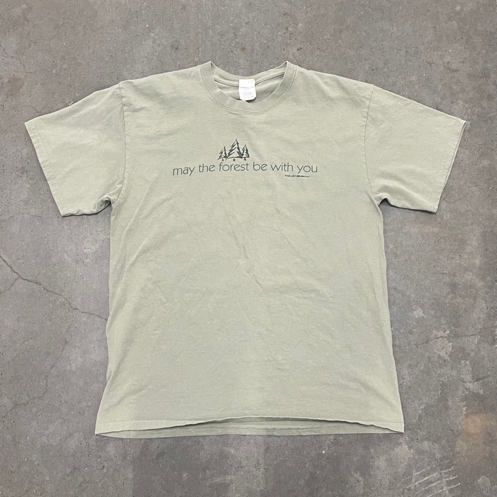 Y2K 2000s May The Forest Be With You Nature T-Shirt Size Large Green 20x28”